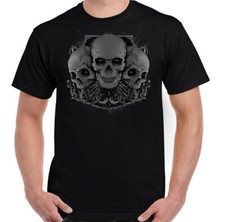 3 Totenköpfe Herren Gothic Demon Heavy Metal Gothic T-Shirt