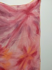 Georgette Seidentuch, 110x110,100%Seide, handbemalt, handrolliert,rot orange gel