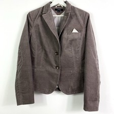 Comma Blazer Gr.38 Damen Grau Business Jacke Kostümjacke Cord Ellenbogenpatches