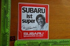 Alter Aufkleber Verkehr Automobil Werkstatt SUBARU Japan Rosi Mittermaier