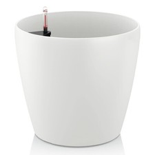 LECHUZA® Pflanzgefäß CLASSICO 21 weiss hochglanz mit Langzeit-Erdbewässerung AIO