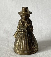 Vintage ~7 cm Messing Metall Elisabethanische Dame Stil Glocke & Klöppel #60