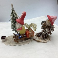antike Zapfen - Wichtel  Schlitten Geschenke Watte Zapfen Tannenbaum 