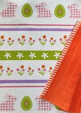 Kracht Geschirr-Küchen-Trockentuch "Karohasen" Hase Eier Blume Ostern Halbleinen