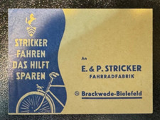 Briefumschlag - Werbung - E. P. Stricker Fahrradfabrik Brackwede-Bielefeld