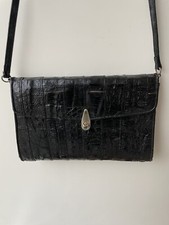 Vintage Tasche Kroko Schwarz