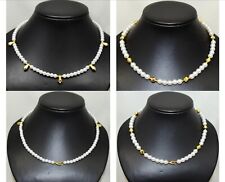 Ketten,  Gold und Weiß Kunststoff Perlen-Hals-Kette 35 cm bis 60 cm Neu 1 Stück