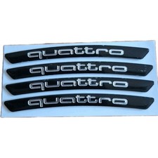 4 x  Quattro  Felgen Aufkleber Sticker Logo Emblem ca. 90mm x 8mm Schwarz Chrom 