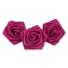 3 Satin Rosen 6cm Blumen Streudeko Hochzeit Rosenköpfe Deko Applikationen 55mm
