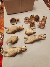 5x Osterhase Candybox URALT !!! Candycontainer Hase rabbit GLASSAUGEN Pappmachè 