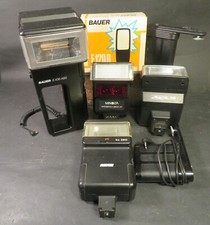  Konvolut div. Blitzgeräte von Bauer, Minolta, Metz u. Revue, gut bis sehr gut
