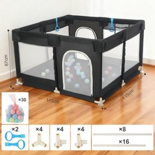 Laufstall für Babys 115x115cm mit Atmungsaktivem Net Kinder Laufgitter Apartment