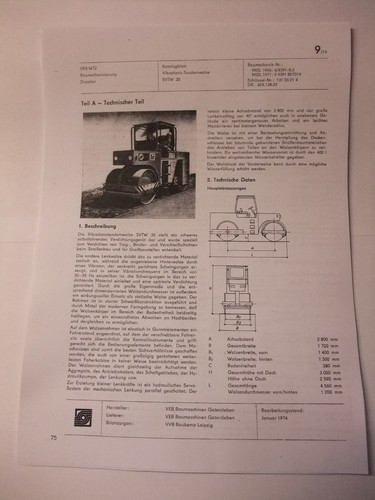 Ddr reklame datenblatt walze - ddr,