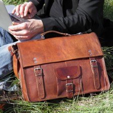 Beste Herren Retro Vintage Braunes Leder Schultertasche Laptop Bag Aktentasche