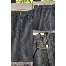 NEU Damen schwarz Denim Baumwolle kurzer Minirock Western Boho Größe 16 L Taschen