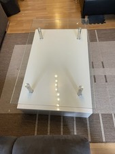 Wohnzimmertisch Weiß mit Glasplatte Couchtisch Beistelltisch