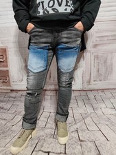 💋Sexy Woman coole Jeans Umschlag Tasche auf Bein grau Gr.S-XL