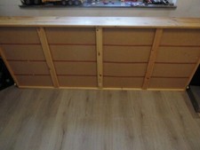 1xSchublade für Bettkasten Kiefer  Bettschublade Schubladensockel Räder Länge 2m