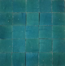 1 Stk. marokkanische Zellige Fliesen türkisblau -Fliesenspiegel Küche Bad Dusche