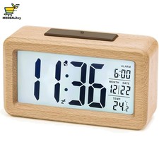 Eleganter Digitaler Wecker aus Holz mit Snooze-Funktion und Temperaturanzeige