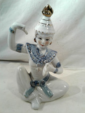 Keramik Figur,Tempeltänzerin Thailand,Made in China,weiß m.Goldstaffage,H20cm