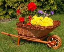 XL Premium Schubkarre 65cm Korbgeflecht Rattan Körbe Pflanzkorb Pflanzkasten