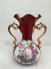 Limoges Frankreich Gold Doppelgriff Porzellan Vase  “Rose De France” Edition.
