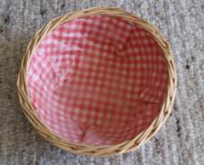 Brotkorb Pflanzkorb Obstkorb - ⌀24cm x H9cm - innen rot-weiß-kariert foliert