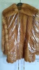Pelz Fell Jacke Wiesel Natur, quer gearbeitet, in Honig, gebraucht, Gr. 42-44
