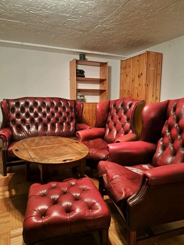 Rote leder couchgarnitur - rote,