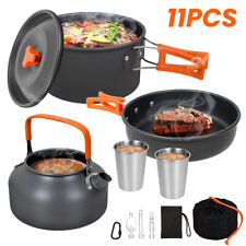 2-3 Person Camping Kochgeschirr Set Kochset Outdoor Töpfe Bratpfanne Kettle Kit