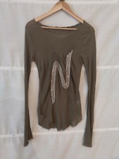 Tunika von Nolita, gr.36, gr.S, Shirt, khaki, Grün, Pailetten, biker stil