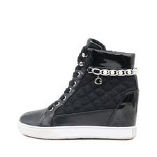 Guess Damen High Top Wedge Sneaker Schwarz Keilabsatz, Schnürung EU 37