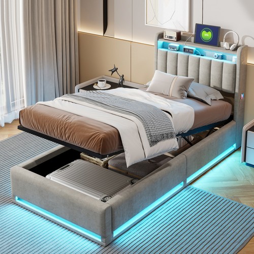 Polsterbett 90x200 mit led - 90x200,