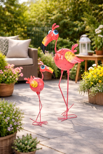 Flamingo gartenfigur metall - flamingo,