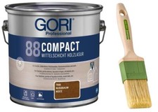 GORI 88 Holzschutzlasur außen Gel (2,50 Liter) - Nussbaum + Premium Pinsel