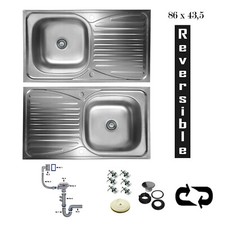 Edelstahl Einbauspüle 86cm x 43,5cm Küchen Spülebecken Reversibel Abtropffläche