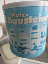 Holzbausteine 100 Stück bunte Holzbauklötze Bauklötze Holzspielzeug Trommel