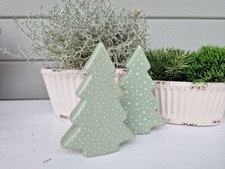 Dekofigur Keramik Weihnachtsdeko Weihnachtsbaum Grün Punkte oder Sterne 