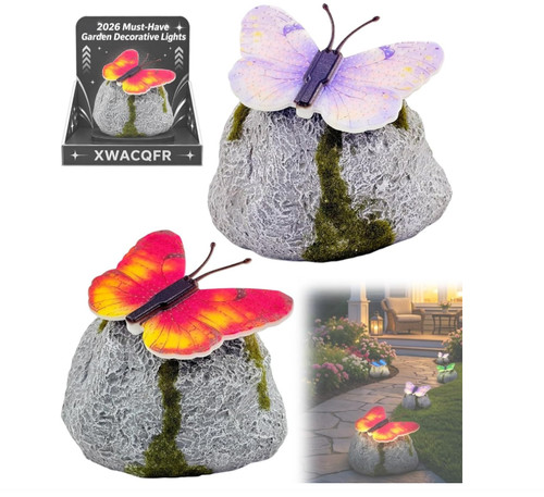 Illuminated butterfly stone - illuminated,