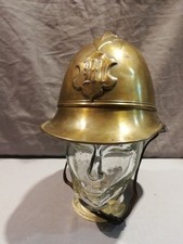 Feuerwehr Bayern alter Helm Messing komplett mit Innenfutter und Stadtwappen