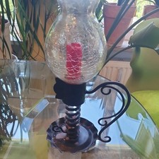 Vintage Kerzenständer Crackle Glas Schmiedeisen Antik Edel H: 30cm B: 13cm