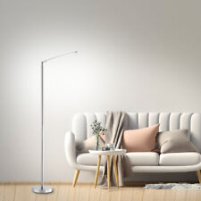 LED Stehlampe Leselampe höhenverstellbar Tastdimmer dimmbar warmweiß silber hell