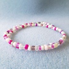 Kette Rocailles Glasperlen 4 mm, pink-rosa, 42 cm lang