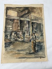 Eisengießerei Aquarell DDR Kunst C. Tröger Kunst Bild Gemälde