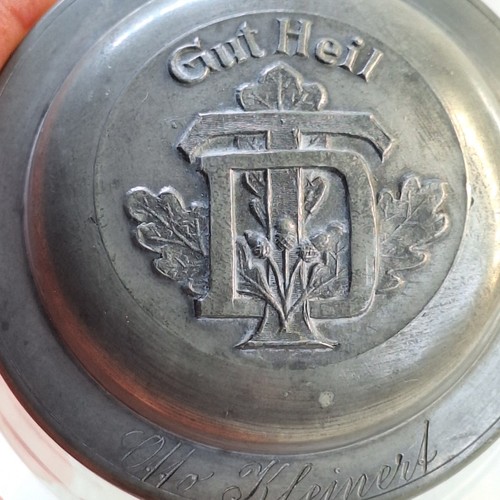 Antiker bierkrug zinndeckel - bierkrug,