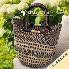 Original Afrika Ghana Korb Einkaufstasche Picknickkorb handgefertigt nachhaltig