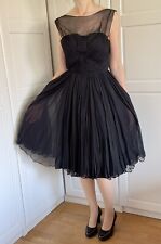 Designer Chiffon Kleid 38 - 40 schwarz Cocktailkleid Vintage 1960er Jahre