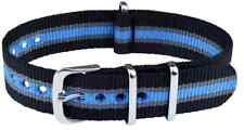 Natoband Nylon schwarz grau blau 20 mm Uhrband Dornschließe Textil
