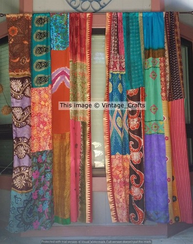 Vintage sari patchwork gardine - sari,